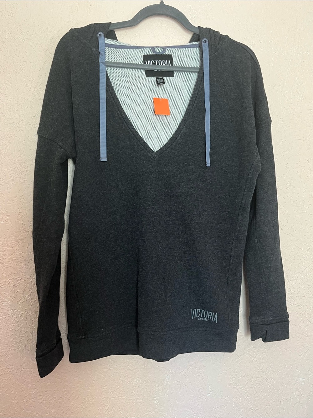Victoria Sport Women’s Charcoal V‑Neck Hoodie Sweat Shirt
